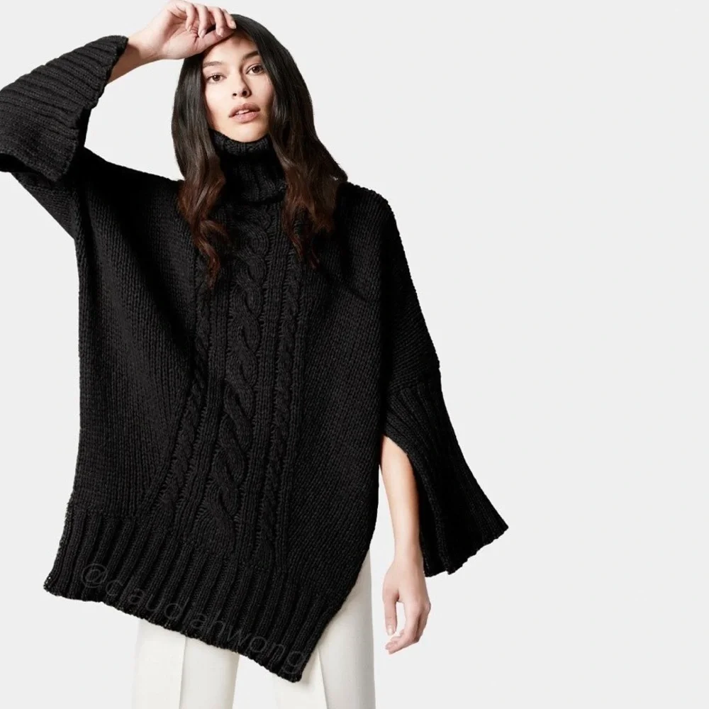 SMYTHE Turtleneck Blanket Sweater in Charcoal Black - Picture 5 of 12